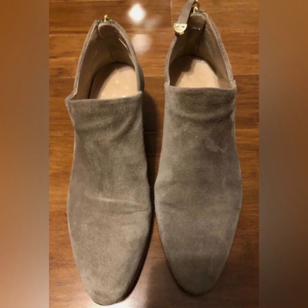 Diane Von Furstenberg Boots Size 7 Whitney Ankle Booties Taupe Suede Leather - Picture 2 of 9